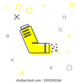 Grey line Inhaler icon isolated on white background. Breather for cough relief, inhalation, allergic patient. Medical allergy asthma inhaler spray.  Vector Illustration
