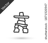 Grey line Inukshuk icon isolated on white background. Vector.