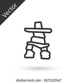 Graue Linie Inukshuk Symbol einzeln auf weißem Hintergrund. Vektorgrafik.