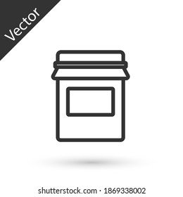 Grey line Jam jar icon isolated on white background. Vector.