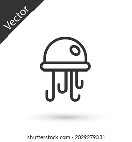 Grey line Jellyfish icon isolated on white background.  Vector