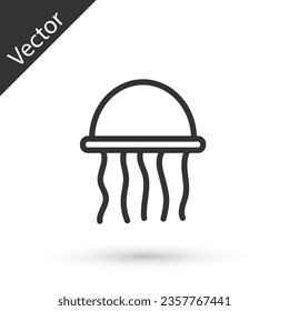 Grey line Jellyfish icon isolated on white background.  Vector