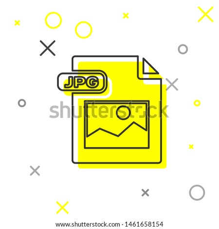 Grey line JPG file document. Download image button icon isolated on white background. JPG file symbol.  Vector Illustration