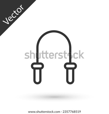 Grey line Jump rope icon isolated on white background. Skipping rope. Sport equipment.  Vector
