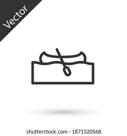 Grey line Kayak and paddle icon isolated on white background. Kayak and canoe for fishing and tourism. Outdoor activities. Vector.