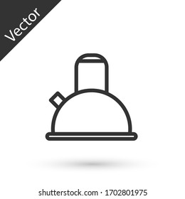 Grey line Kettle with handle icon isolated on white background. Teapot icon. Vector Illustration