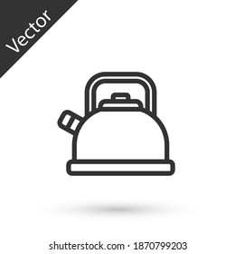 Tuerca de línea gris con icono de mango aislado en fondo blanco. Icono de la tetera. Vector.