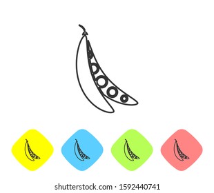 Grey line Kidney beans icon isolated on white background. Set icons in color rhombus buttons. Vector Illustration