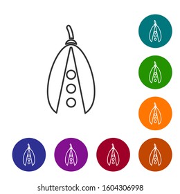 Grey line Kidney beans icon isolated on white background. Set icons in color circle buttons. Vector Illustration