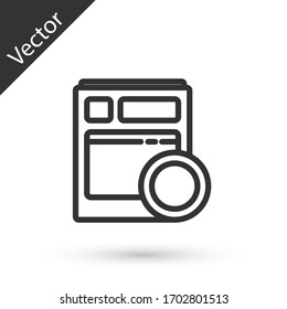 Grey line Kitchen dishwasher machine icon isolated on white background. Vector Illustration