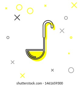 Grey line Kitchen ladle icon isolated on white background. Cooking utensil. Cutlery spoon sign.  Vector Illustration