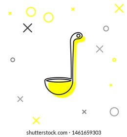 Grey line Kitchen ladle icon isolated on white background. Cooking utensil. Cutlery spoon sign.  Vector Illustration