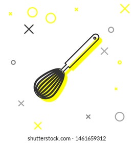 Grey line Kitchen whisk icon isolated on white background. Cooking utensil, egg beater. Cutlery sign. Food mix symbol.  Vector Illustration