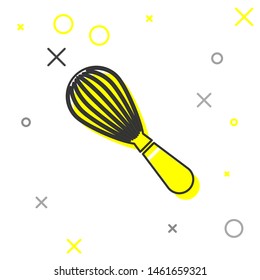 Grey line Kitchen whisk icon isolated on white background. Cooking utensil, egg beater. Cutlery sign. Food mix symbol.  Vector Illustration
