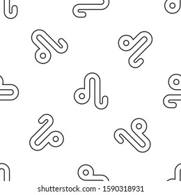 Grey line Leo zodiac sign icon isolated seamless pattern on white background. Astrological horoscope collection.  Vector Illustration