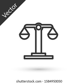 Grey line Libra zodiac sign icon isolated on white background. Astrological horoscope collection.  Vector Illustration