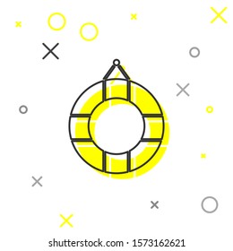 Grey line Lifebuoy icon isolated on white background. Lifebelt symbol.  Vector Illustration