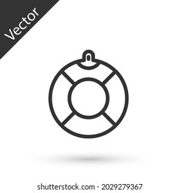 Grey line Lifebuoy icon isolated on white background. Lifebelt symbol.  Vector