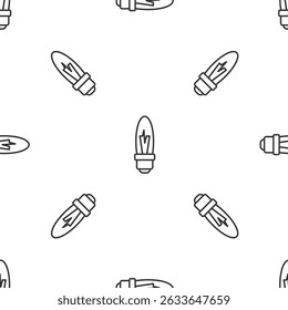 Grey line Light bulb with concept of idea icon isolated seamless pattern on white background. Energy and idea symbol. Inspiration concept.  Vector
