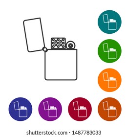 Grey line Lighter icon isolated on white background. Set icons in color circle buttons. Vector Illustration