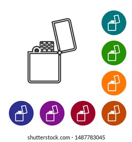 Grey line Lighter icon isolated on white background. Set icons in color circle buttons. Vector Illustration