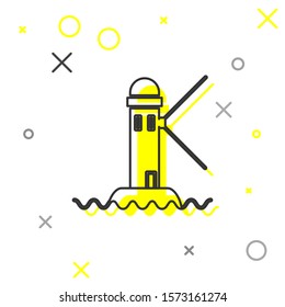 Grey line Lighthouse icon isolated on white background.  Vector Illustration