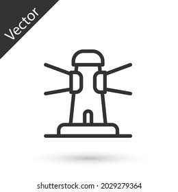 Grey line Lighthouse icon isolated on white background.  Vector