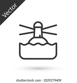 Grey line Lighthouse icon isolated on white background.  Vector