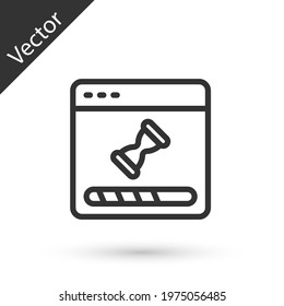 Grey line Loading a data window with a progress bar icon isolated on white background. Vector