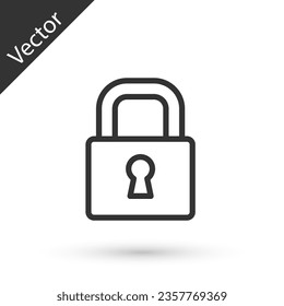 Grey line Lock icon isolated on white background. Padlock sign. Security, safety, protection, privacy concept.  Vector