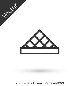 Grey line Louvre glass pyramid icon isolated on white background. Louvre museum. Vector