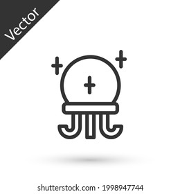 Grey line Magic ball icon isolated on white background. Crystal ball.  Vector