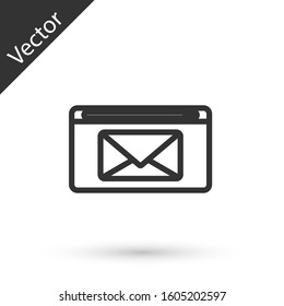 Grey line Mail and e-mail icon isolated on white background. Envelope symbol e-mail. Email message sign.  Vector Illustration