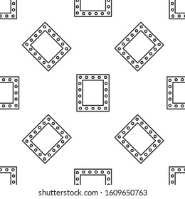 Grey line Makeup mirror with lights icon isolated seamless pattern on white background.  Vector Illustration