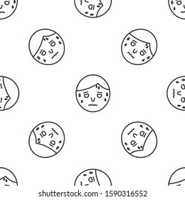 Grey line Man with excessive sweating icon isolated seamless pattern on white background.  Vector Illustration