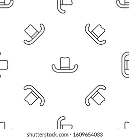 Grey line Man hat with ribbon icon isolated seamless pattern on white background.  Vector Illustration