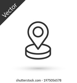 Grey line Map pin icon isolated on white background. Navigation, pointer, location, map, gps, direction, place, compass, search concept. Vector