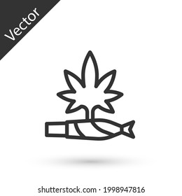Línea gris Articulación de marihuana, icono de separación aislado en fondo blanco. Cigarrillo con droga, cigarrillo de marihuana enrollado.  Vector
