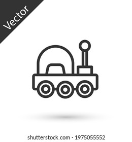Grey line Mars rover icon isolated on white background. Space rover. Moonwalker sign. Apparatus for studying planets surface. Vector
