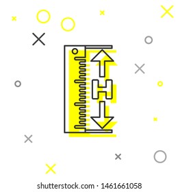 Grey line The measuring height and length icon isolated on white background. Ruler, straightedge, scale symbol.  Vector Illustration