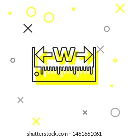 Grey line The measuring height and length icon isolated on white background. Ruler, straightedge, scale symbol.  Vector Illustration