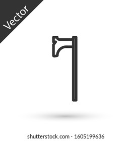 Grey line Medieval axe icon isolated on white background. Battle axe, executioner axe. Medieval weapon.  Vector Illustration