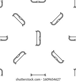 Grey line Medieval bow icon isolated seamless pattern on white background. Medieval weapon.  Vector Illustration