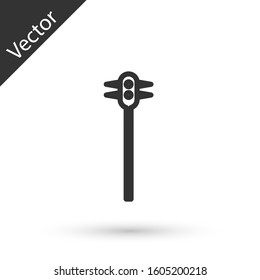 Grey line Medieval chained mace ball icon isolated on white background. Medieval weapon.  Vector Illustration