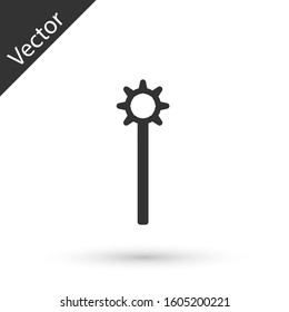 Grey line Medieval chained mace ball icon isolated on white background. Medieval weapon.  Vector Illustration