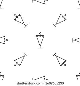 Grey line Medieval flag icon isolated seamless pattern on white background. Country, state, or territory ruled by a king or queen.  Vector Illustration