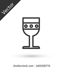 Grey line Medieval goblet icon isolated on white background.  Vector Illustration