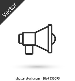 Grey line Megaphone icon isolated on white background. Speaker sign. Vector.