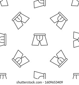 Grey line Men underpants icon isolated seamless pattern on white background. Man underwear.  Vector Illustration