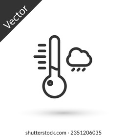 Grey line Meteorology thermometer measuring icon isolated on white background. Thermometer equipment showing hot or cold weather.  Vector Illustration
